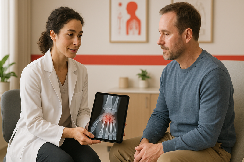 Healthcare provider reviews mild injury X-ray with patient in modern best urgent care Los Angeles clinic